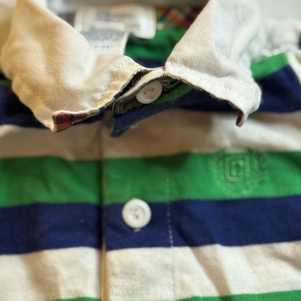 Chaps Green and Blue Striped Newborn (NB) Bodysuit One Piece (Onesie) - Picture 3 of 10